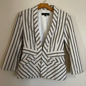 Anthropologie Nanette Lepore Cream Striped Blazer Size 10